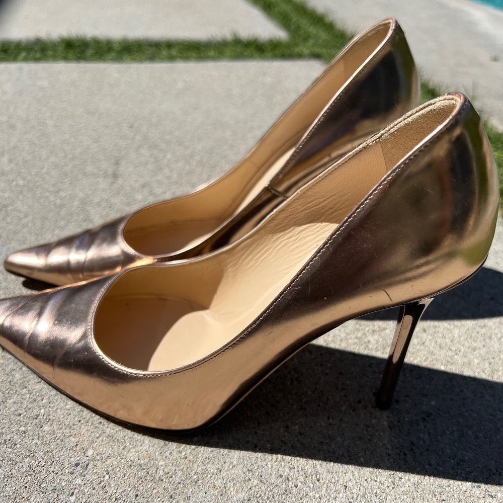 Authentic JIMMY CHOO Metallic Woman’s High  Heeled Shoes